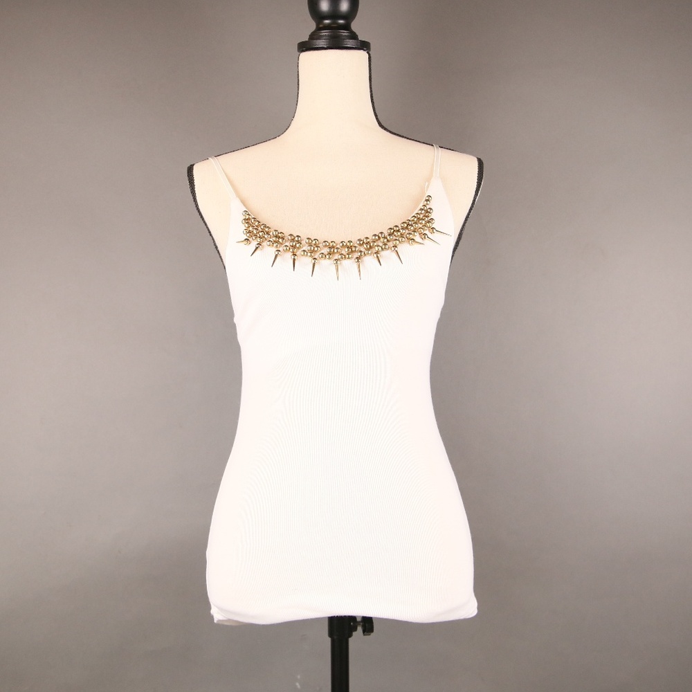 *No Brand White Spiked Tank Top Size XS/S
